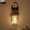 Besuerte Wall Hangings for Living Room, Rustic Home Decor,
Farmhouse Bedroom Decor, Wall Decor Living Room with Led
Fairy Lights & Rose Flowers, Wall