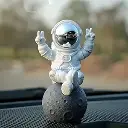 Figurine Astronaut Statue Spaceman Décor,Desktop & Tabletop Decorative Cute Mini Space Figure Ornament,Bedroom&Office Decor,Cake Toppers Decoration and Craft Gift(Silver and White Astronaut Figurine)