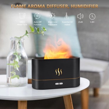 ﻿PLUWEL Plastic Flame Diffuser Humidifier-Auto Off 180Ml Essential Oil
Diffuser-2 Modes Brightness Aroma Humidifier With Fire Flame Effect For
Home,Office,Spa,Gym(Black)
﻿