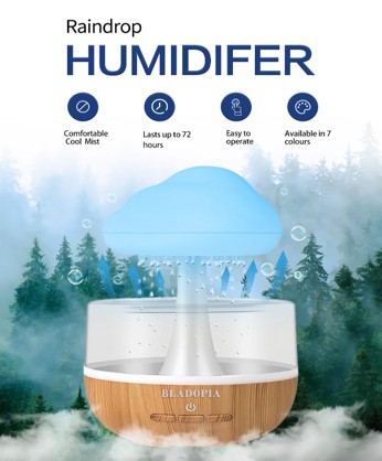 ﻿Plastic Snuggling Cloud Rain Drop Humidifier Diffusere 7 Light Colour with 15ml
Essential Oil Bottle for Home, Bedroom, Office Pack of 1 (White) (Rain Humidi)﻿