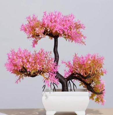 Artificial Bonsai Flower Tree with Designer Pot for Home Decor, Room Decorations, Living Room Table Decoration Plants and Craft Items Corner(Random Color)