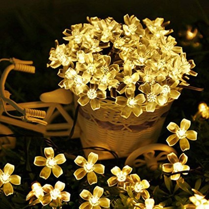  Flower LED Made in India Silicon Flower String Window Festival Lights Indoor Outdoor Home Decoration Series for Diwali, Christmas, Wedding, Party, Home (12 Meter, Warm White) (Warm White)